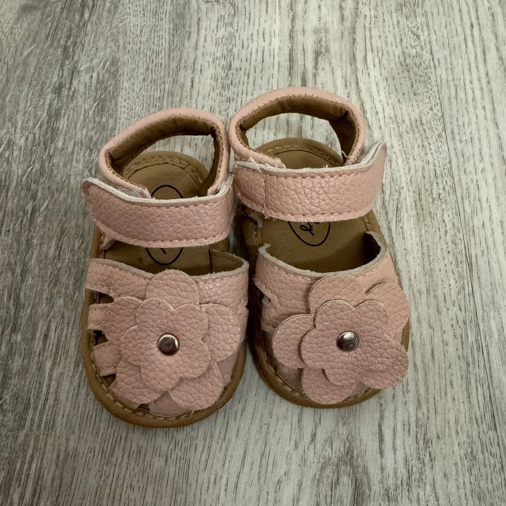Pink Kids Sandals with Flower Design